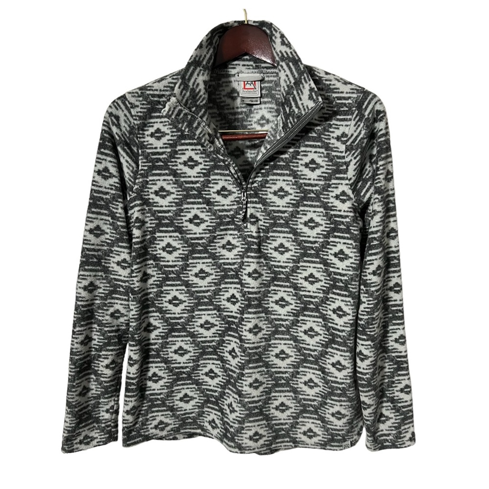 Avalanche Fleece Pullover Aztec Gray + White Size Medium